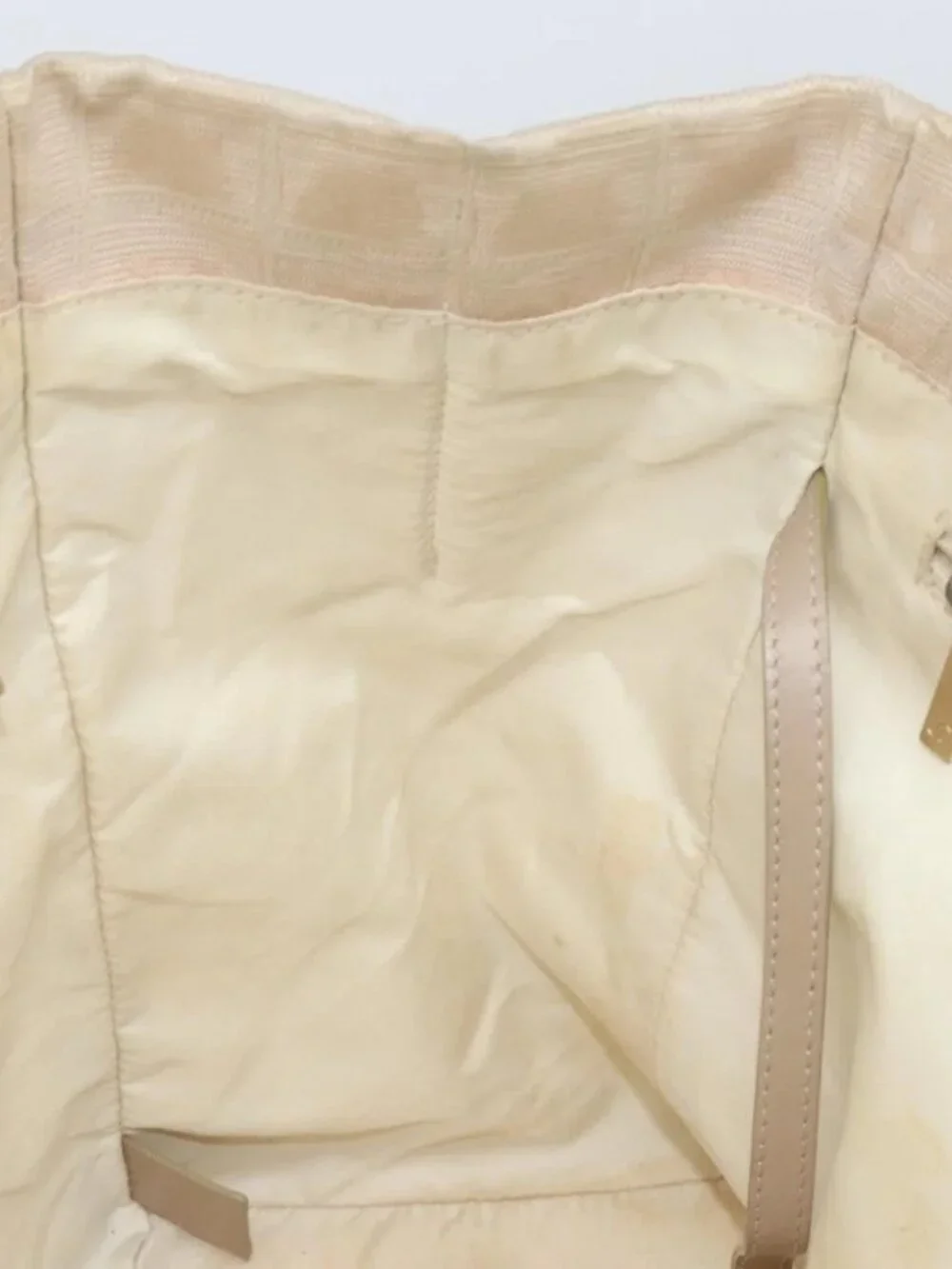CHANEL New Travel Line Tote Bag Nylon Beige Gold CC Auth ti3788